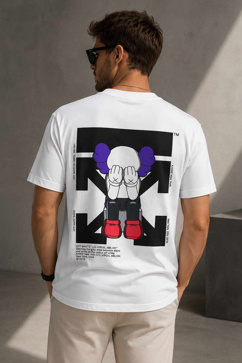 Off-White Белая оверсайз футболка Kaws