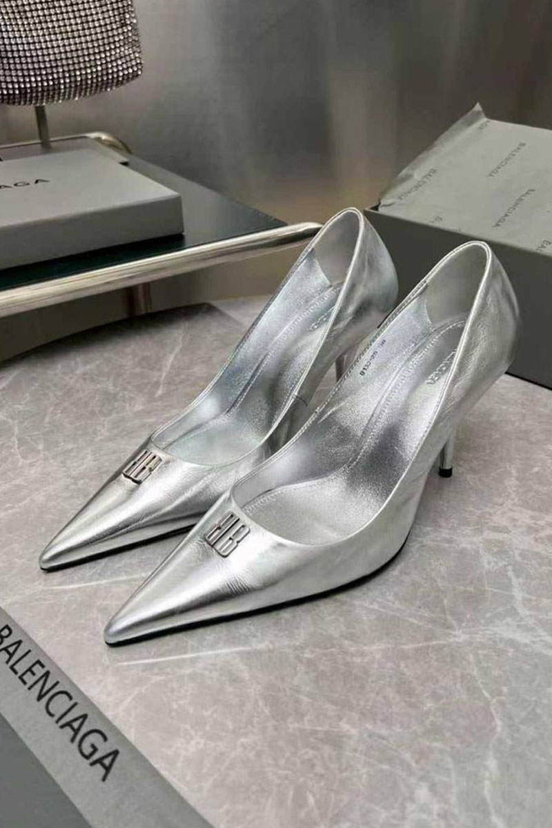 Balenciaga Женские кожаные туфли на каблуке premium