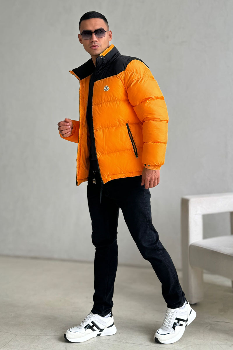 Moncler Утеплённая куртка Peuplier logo-patch - Orange / Black 