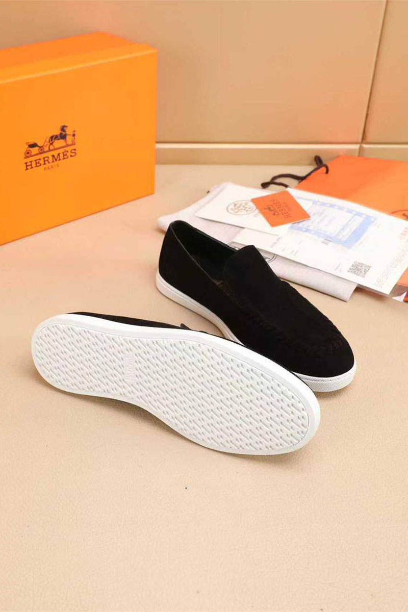 Hermes Мужские замшевые лоферы Julian - Black