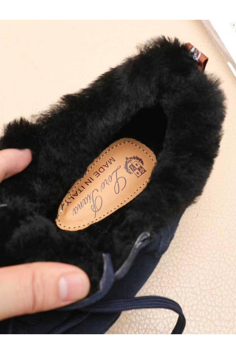 Loro Piana Кроссовки с мехом Newport Walk - Navy