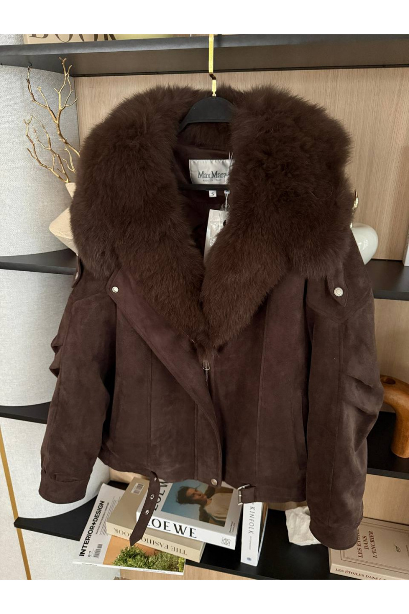 Max Mara Женская утеплённая дубленка с натуральным мехом