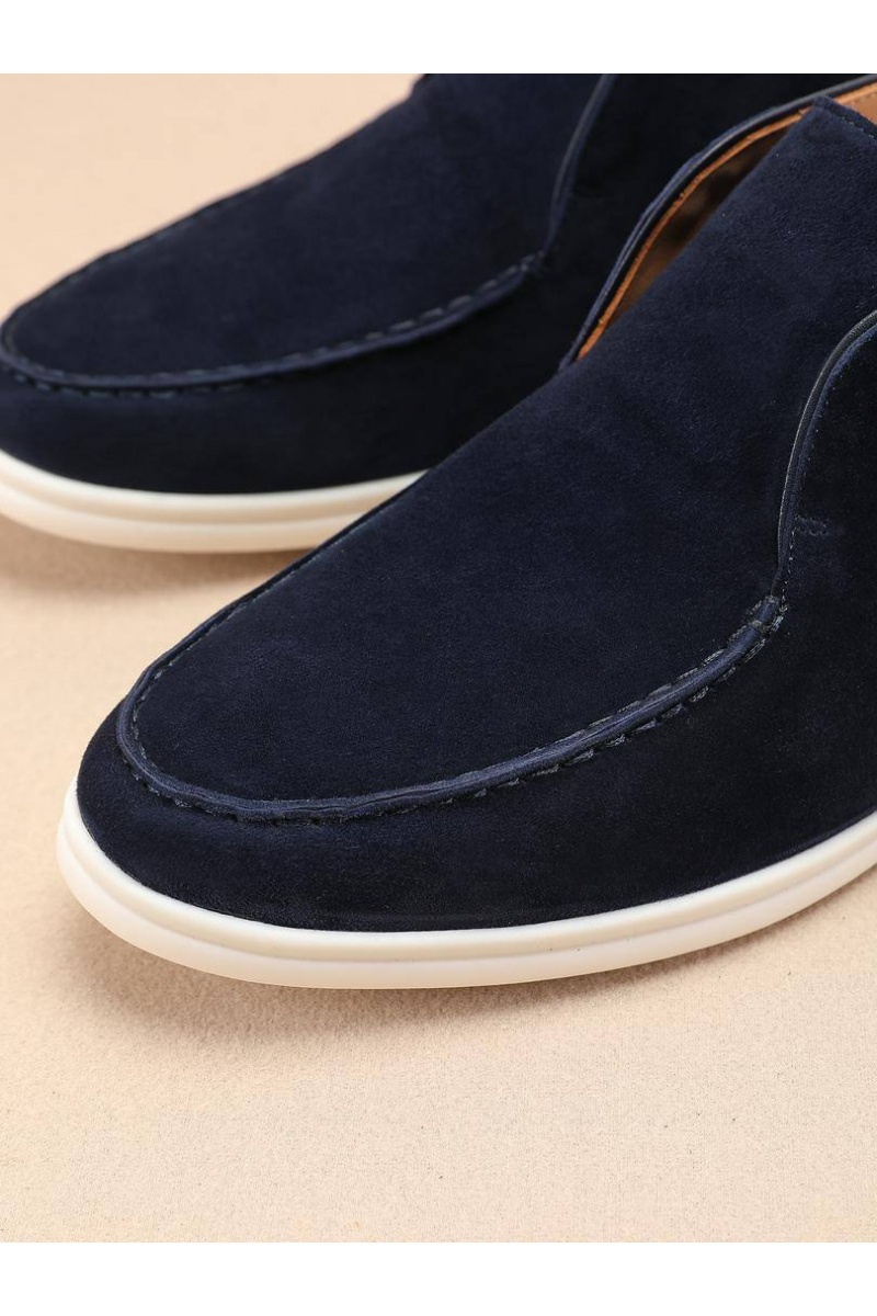 Loro Piana Замшевые лоферы с меховой стелькой Open Walk - Navy