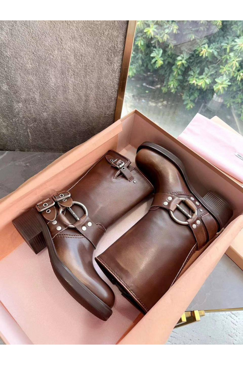 MIU MIU Женские кожаные сапоги  Ankle Premium