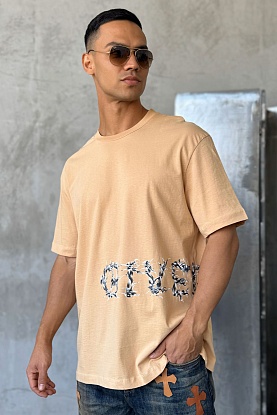 Бежевая оверсайз футболка Barbed Wire