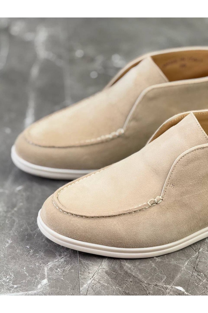 Loro Piana Замшевые лоферы с меховой стелькой Open Walk - Beige