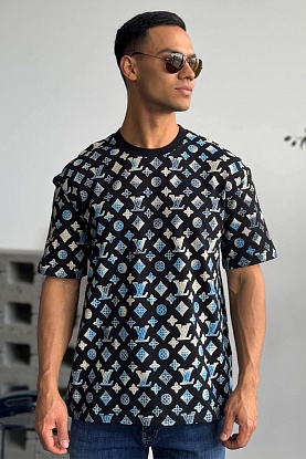 Чёрная оверсайз футболка Monogram All-over