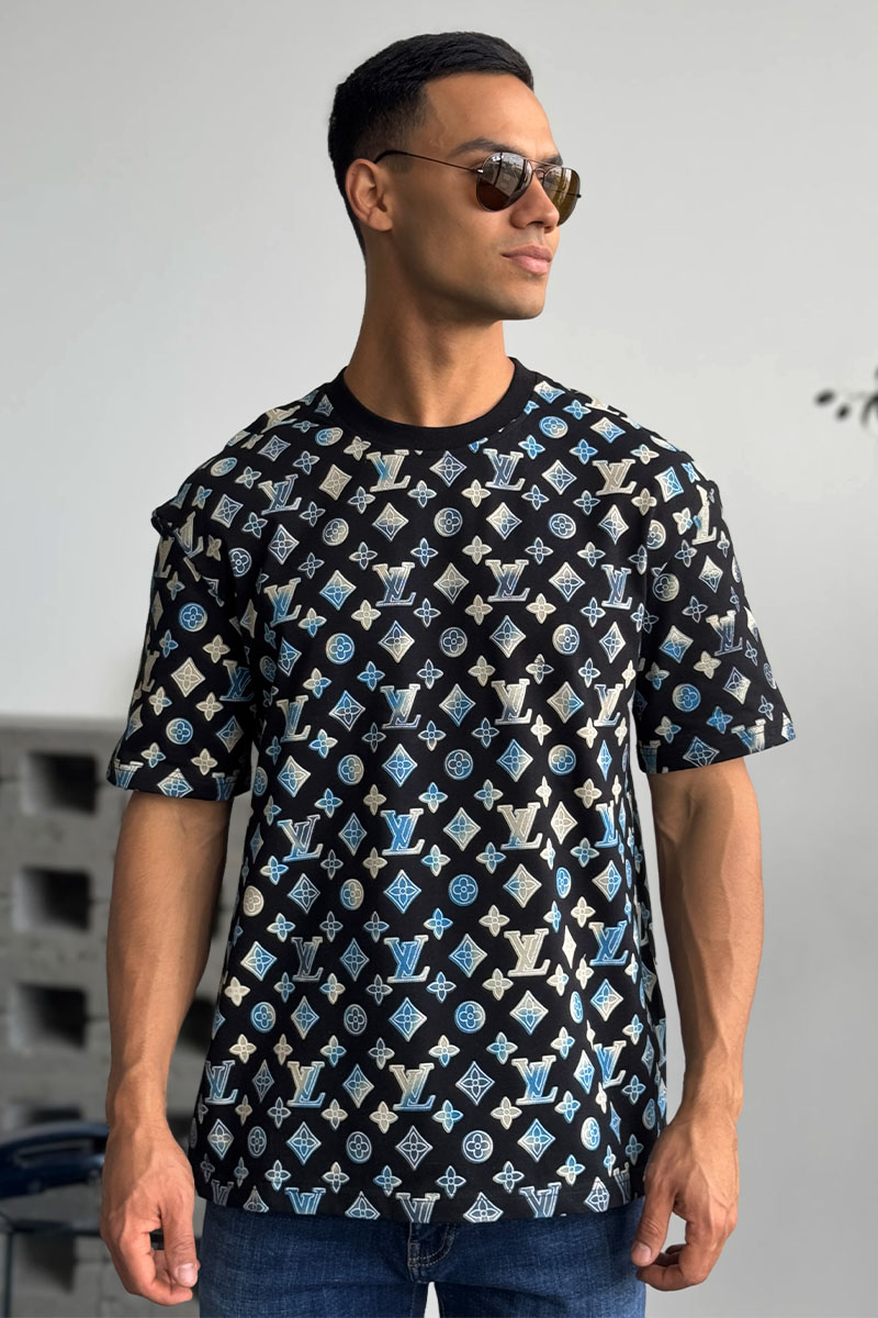 Lоuis Vuittоn Чёрная оверсайз футболка Monogram All-over
