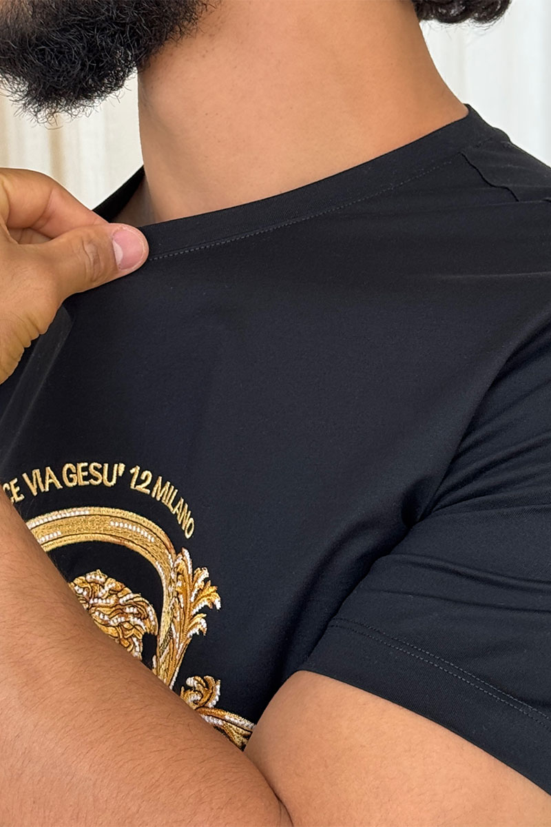 Versace Чёрная футболка Coupe Blason embroidered