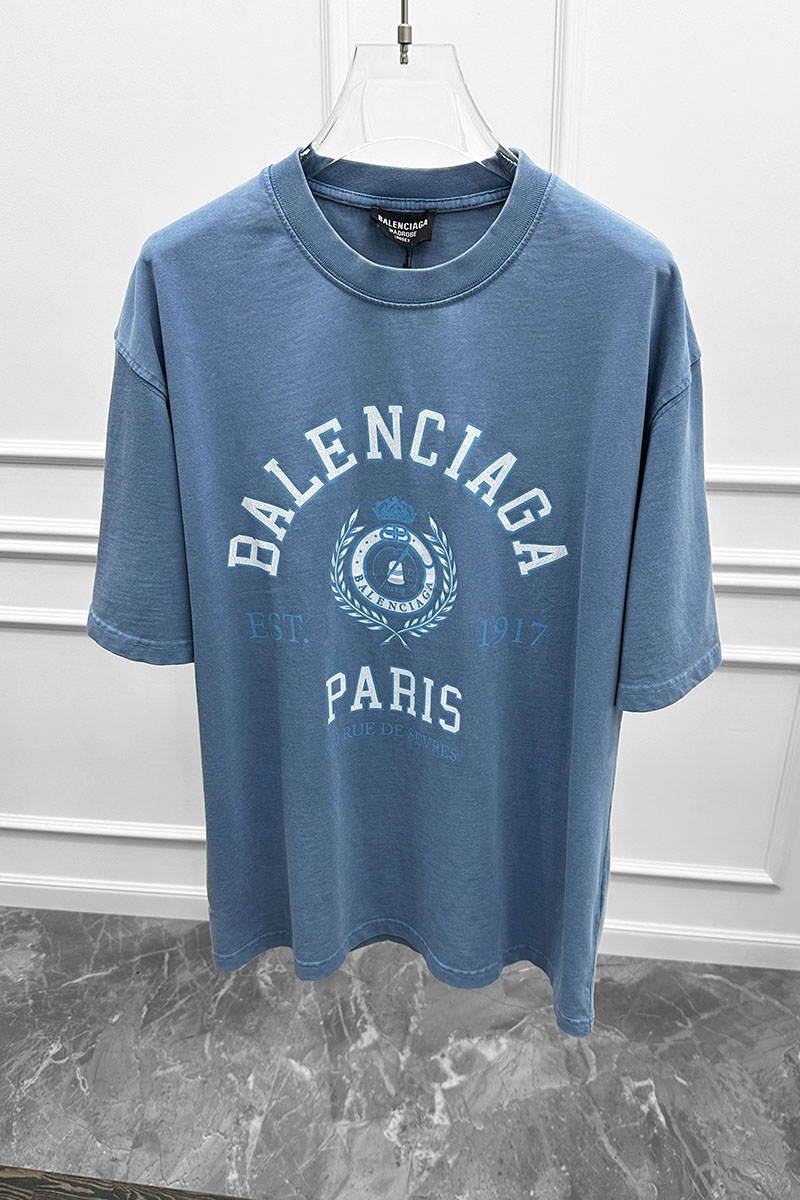 Balenciaga Синяя оверсайз футболка College est.1917