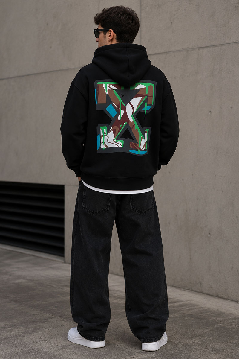 Off-White Мужское чёрное худи Arrows logo-print
