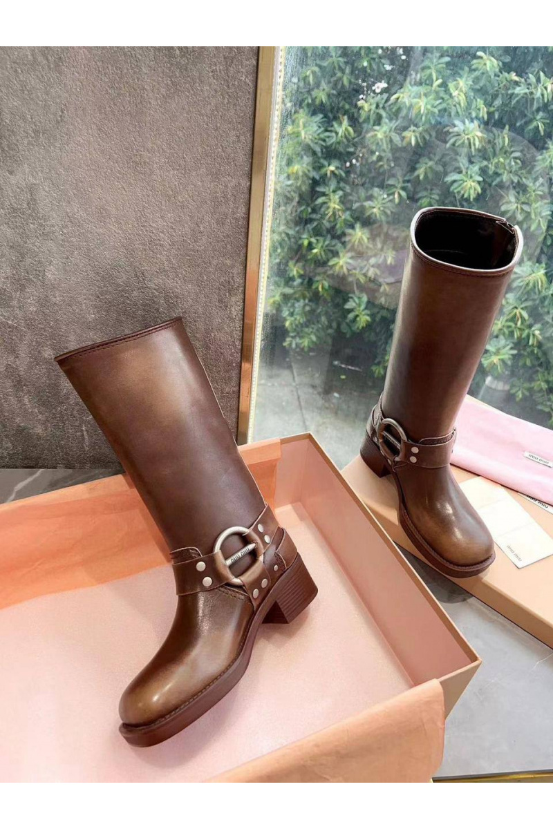 MIU MIU Женские кожаные сапоги Ankle Premium