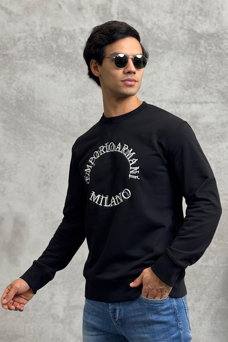 Emporio Armani EA7 Чёрный свитшот logo embroidery