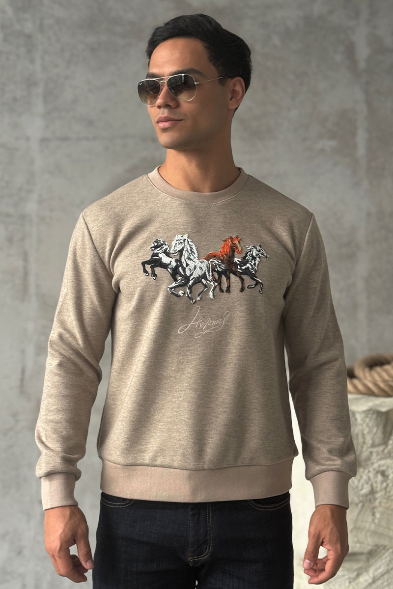 Hermes Мужской свитшот бежевого цвета