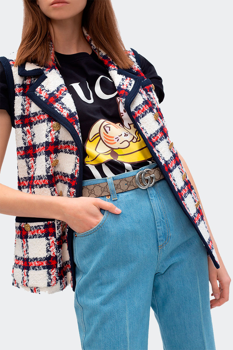 Gucci Брендовый ремень GG Marmont (длина 80 / 85 см)