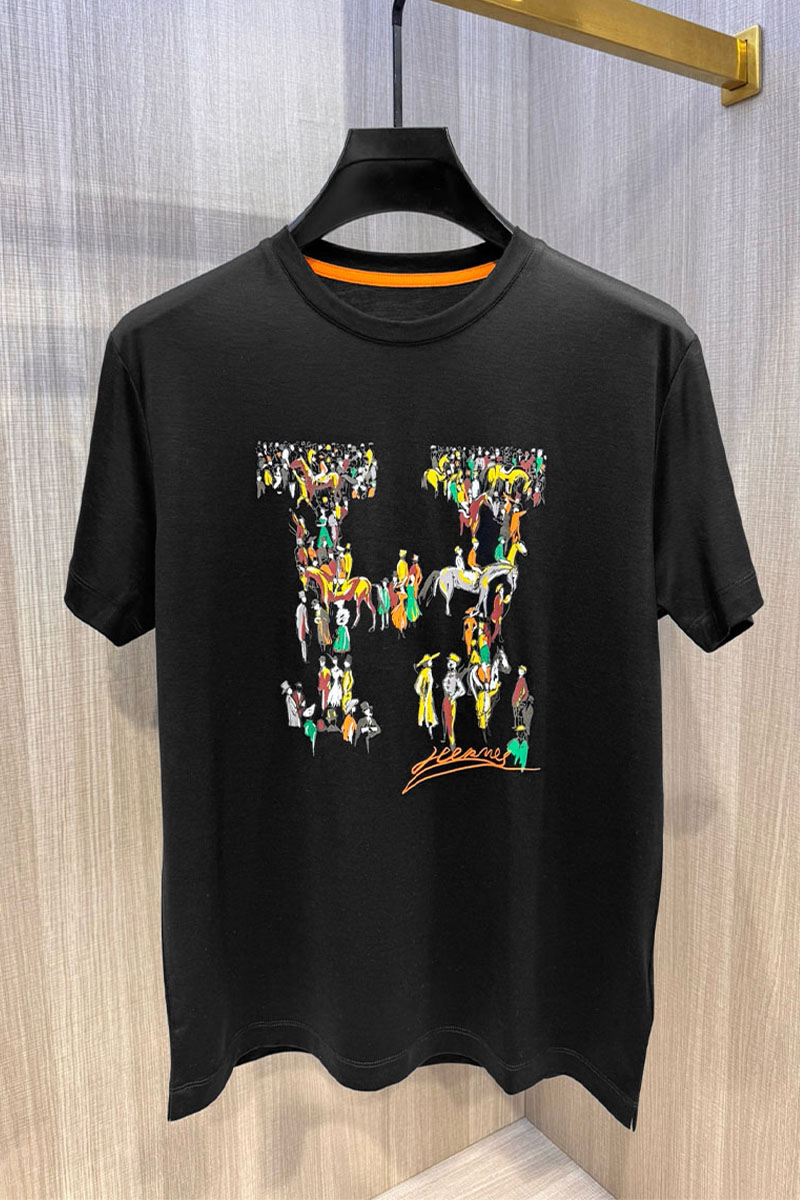 Hermes Мужская футболка Premium - Black 
