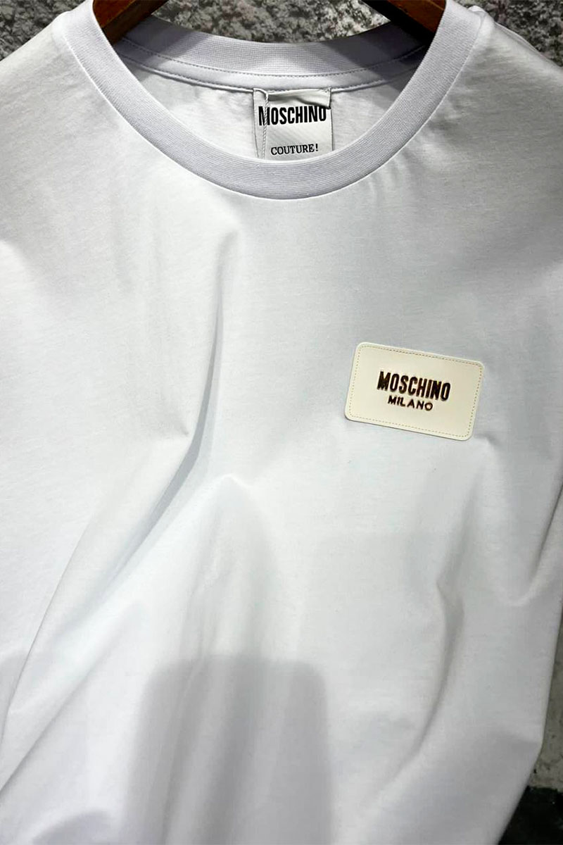 Moschino Белая оверсайз футболка logo-patch