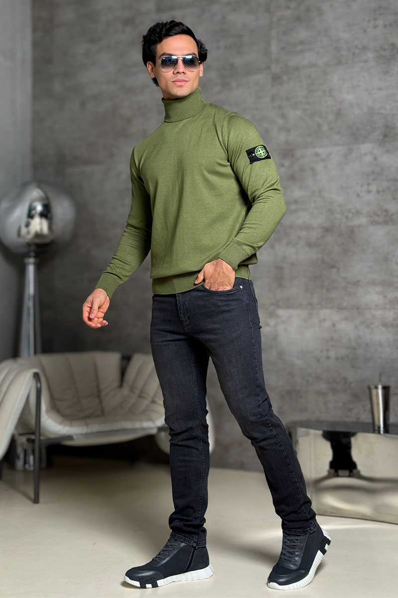 Stone Island Водолазка зелёного цвета compass-patch
