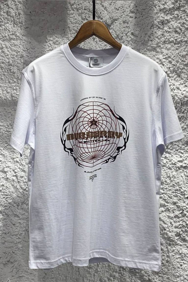 Burberry Оверсайз футболка Globe-graphic - White