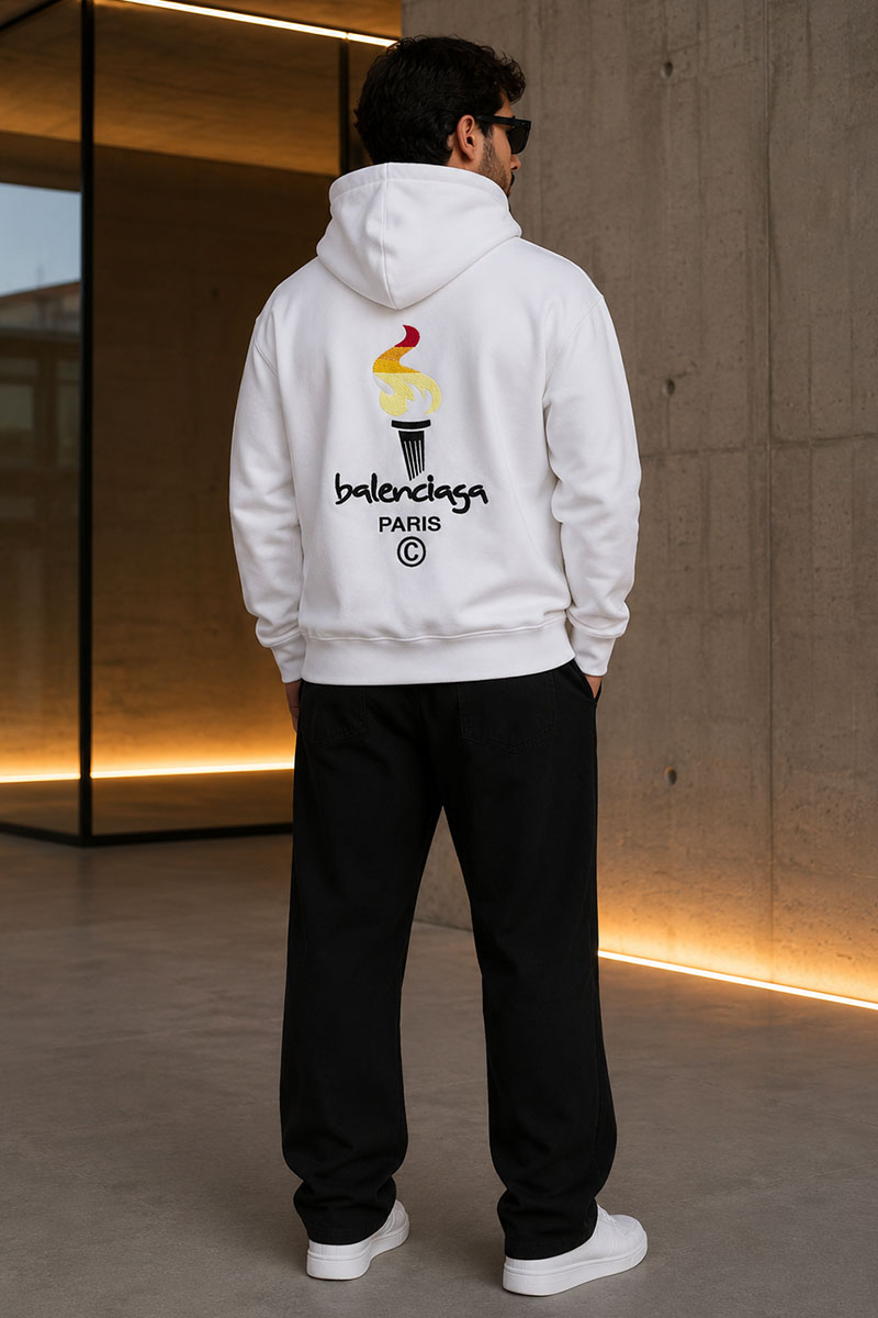 Balenciaga Оверсайз худи Paris Olympics Flame embroidered-logo