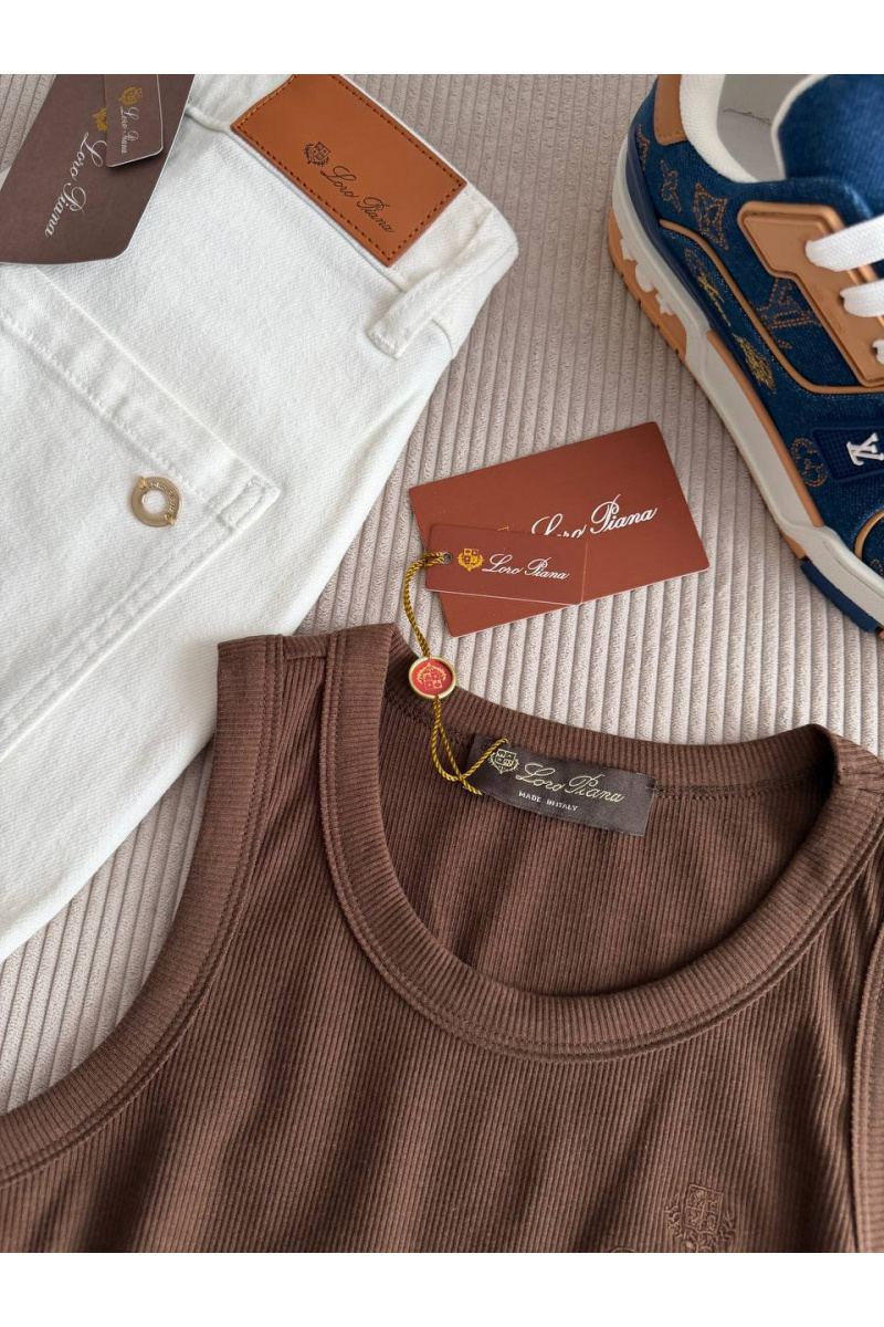 Loro Piana Коричневая женская майка premium