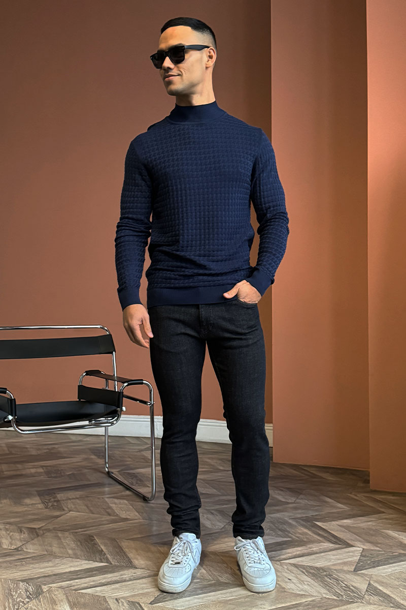 Brioni Мужская водолазка синего цвета