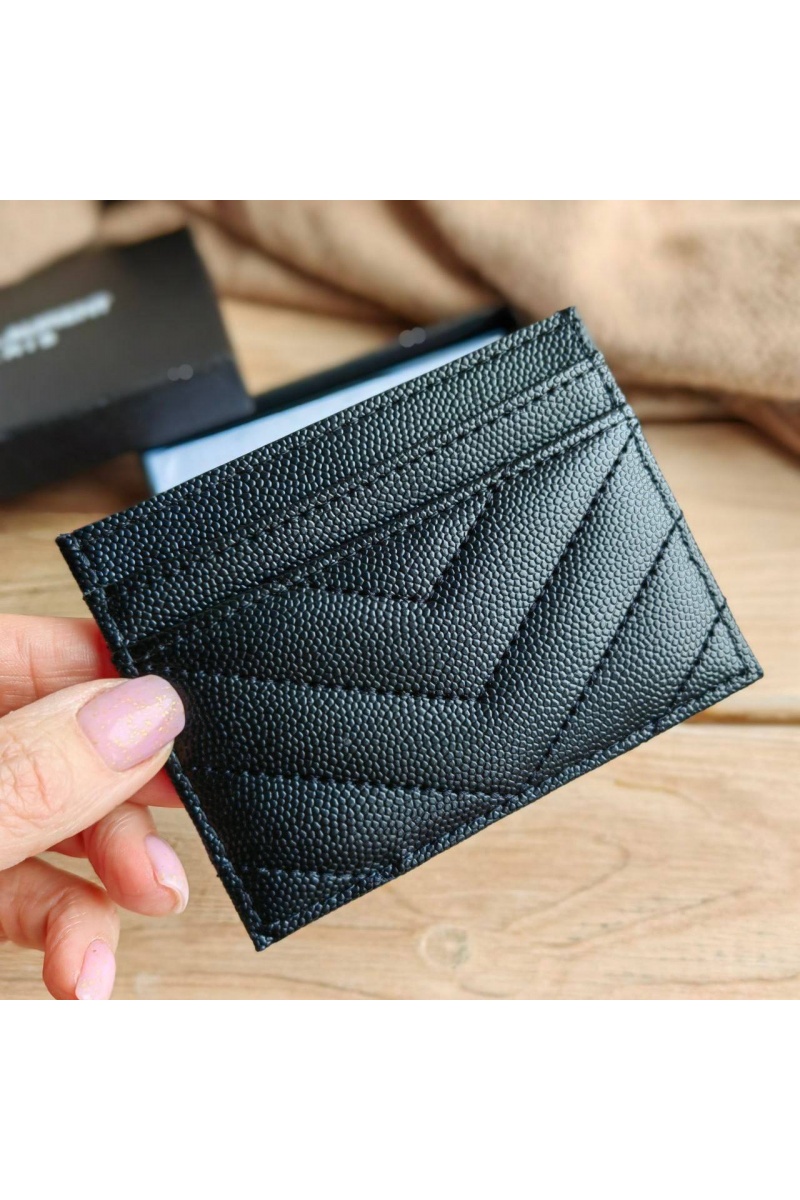 Yves Saint Laurent Кожаный чёрный кардхолдер 10.5x7.8 см