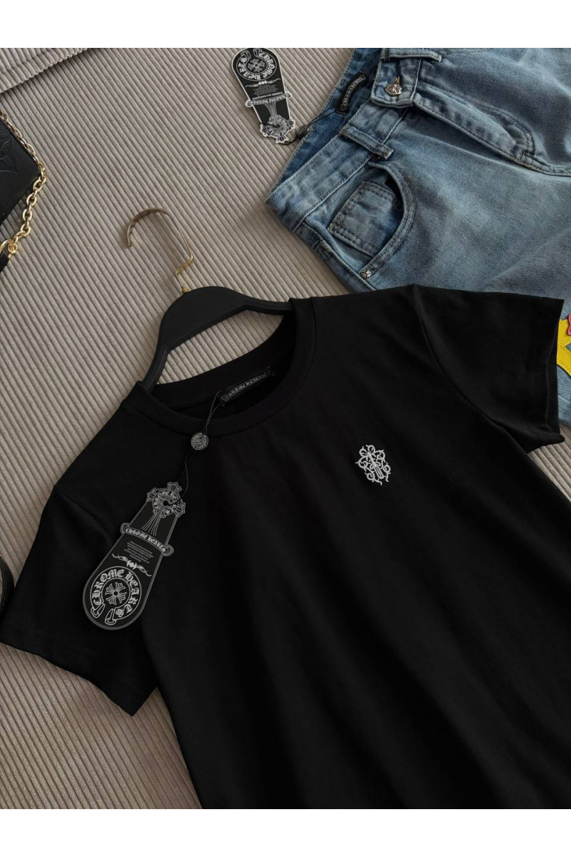 Chrome Hearts Женская чёрная футболка premium