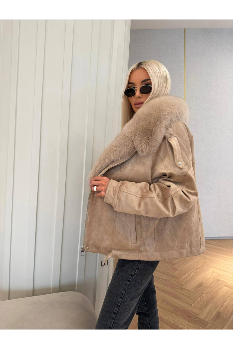 Max Mara Женская утеплённая дубленка с натуральным мехом