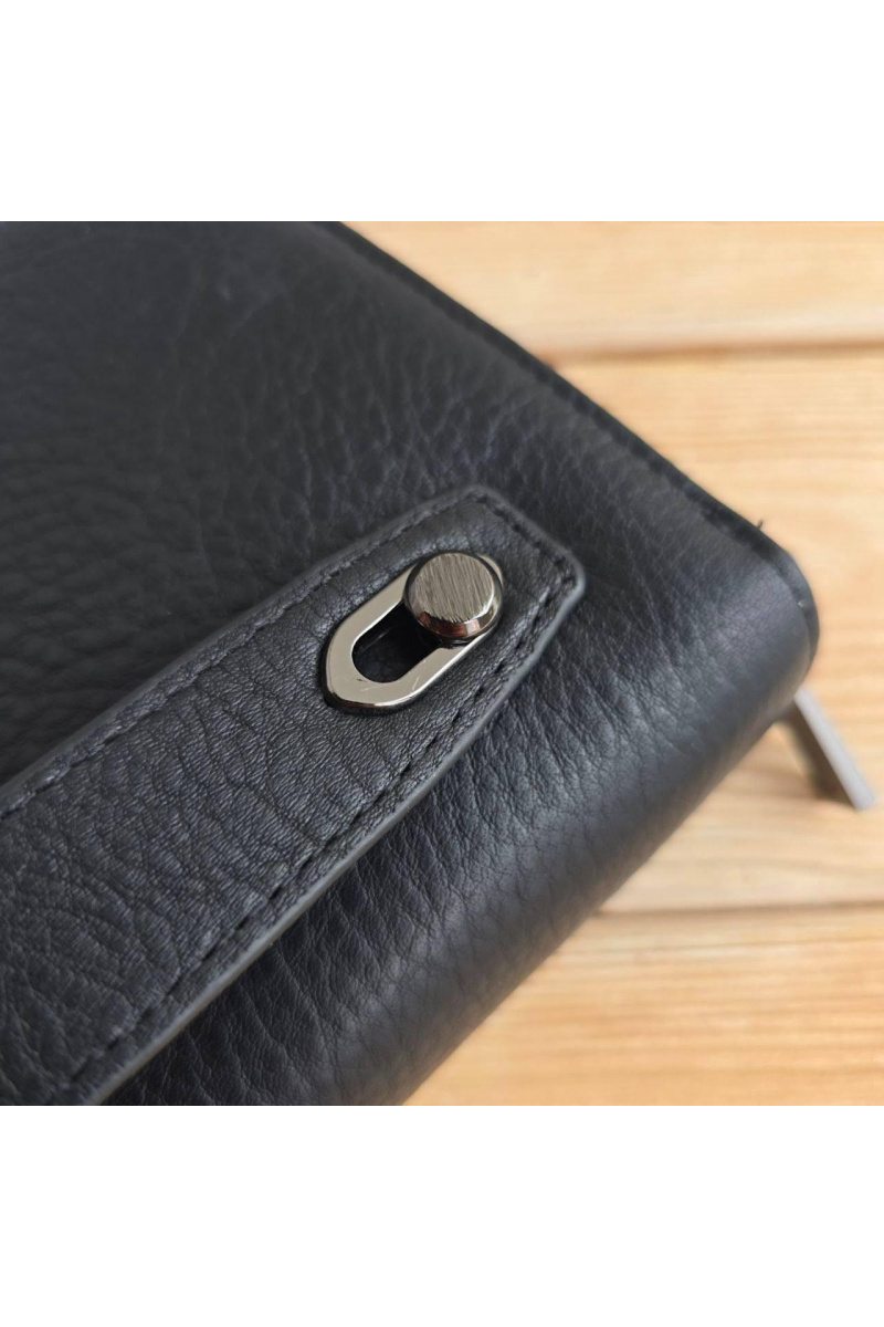 Emporio Armani EA7 Кожаное чёрное портмоне 21x12 см