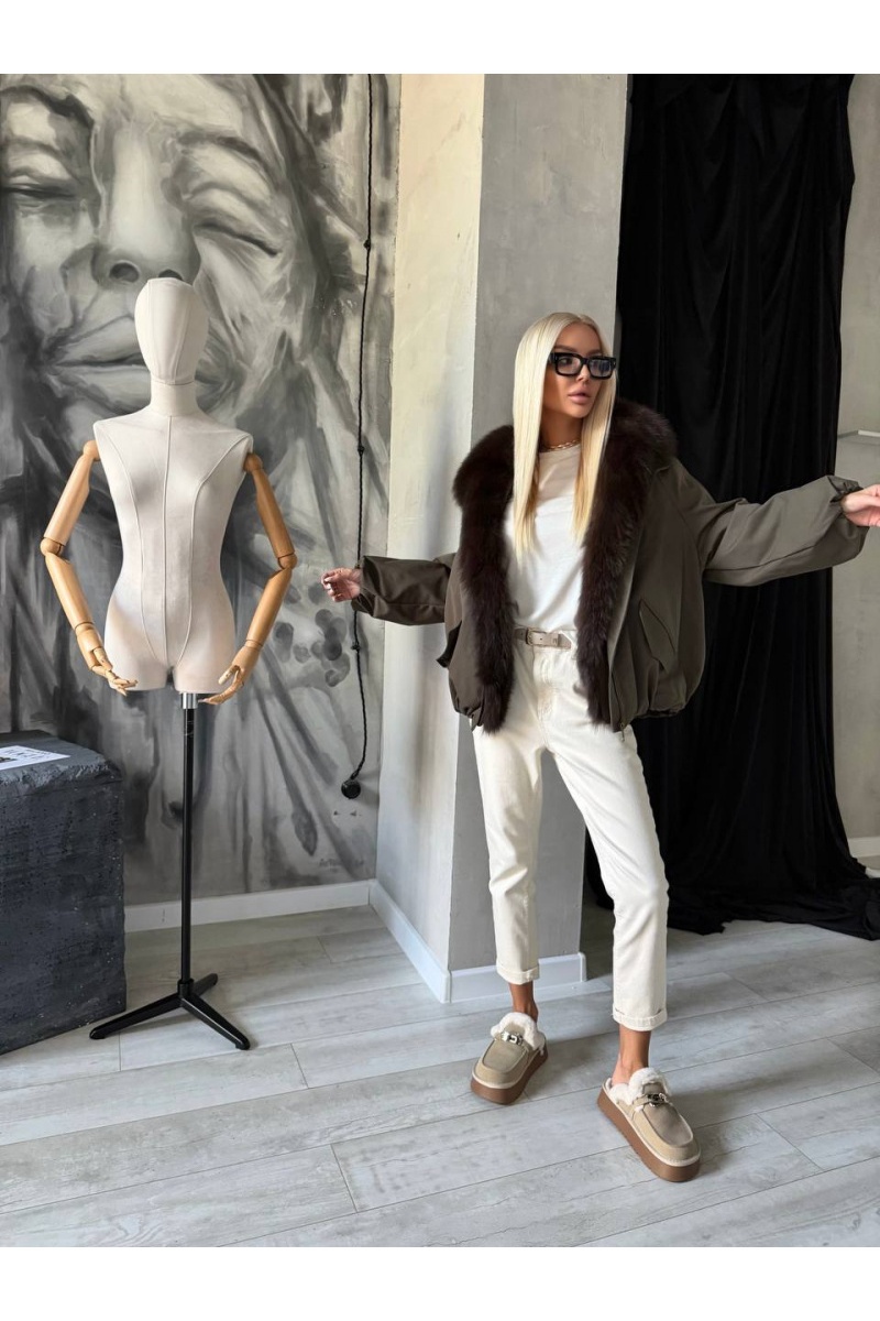 Max Mara Женский бомбер с натуральным мехом premium