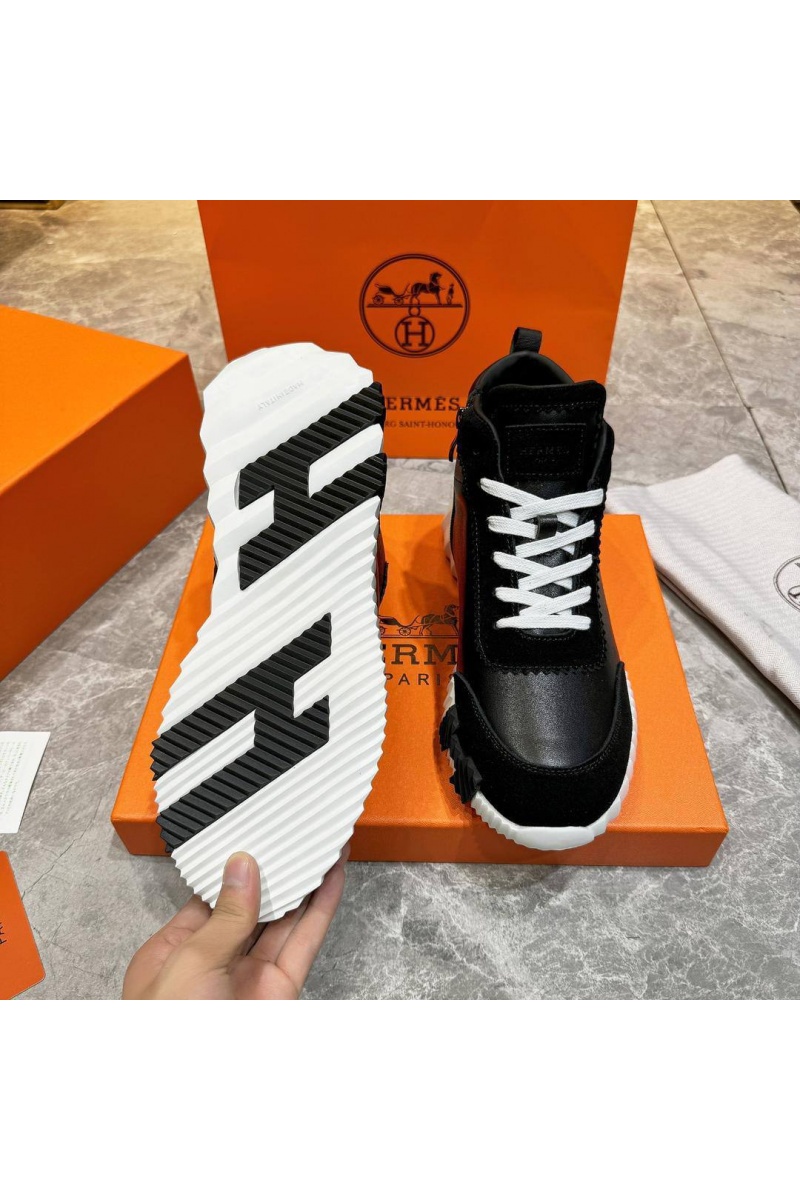 Hermes Кроссовки с мехом Bouncing high-top - Black / White