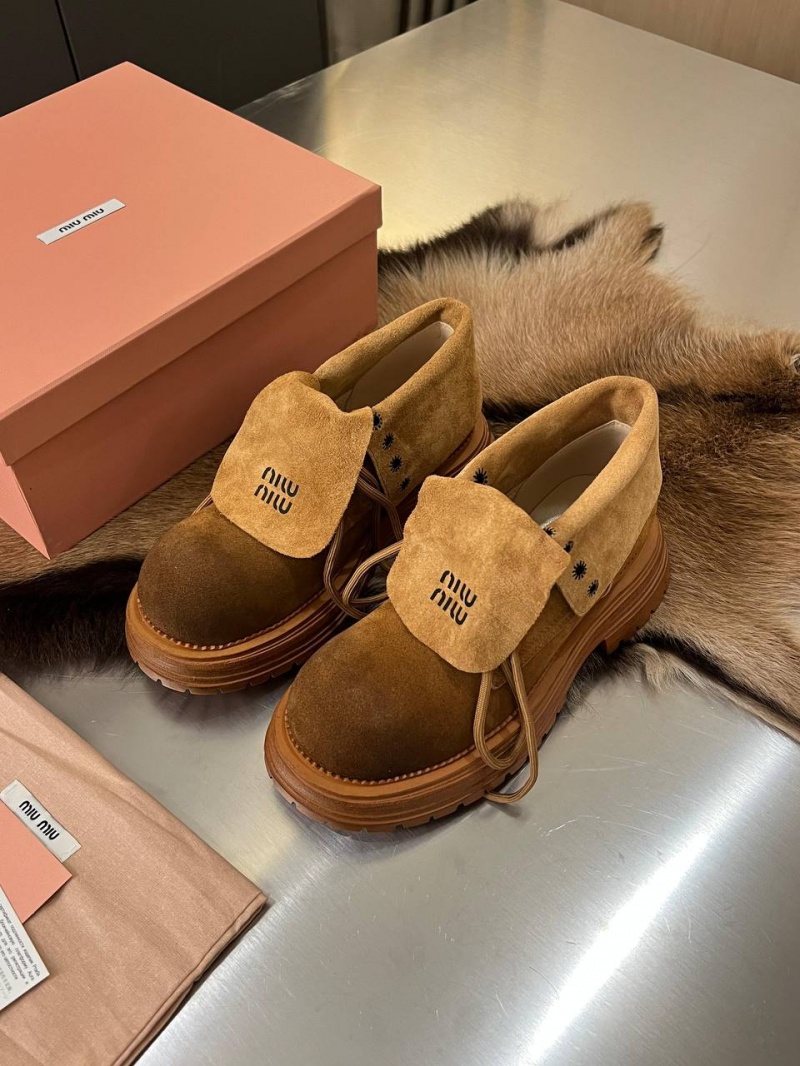 MIU MIU Женские замшевые ботинки Premium  - Chestnut