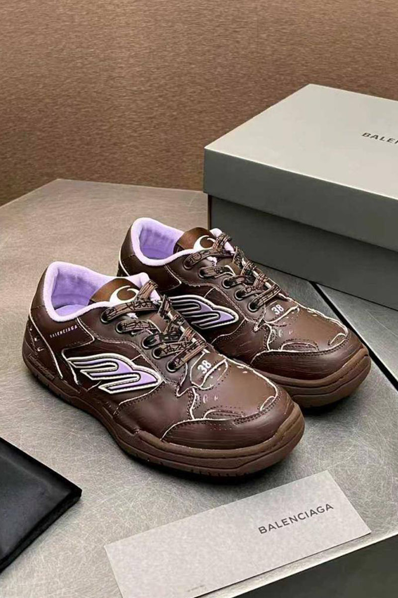 Balenciaga Женские кожаные кроссовки Hamptons Worn-Out premium