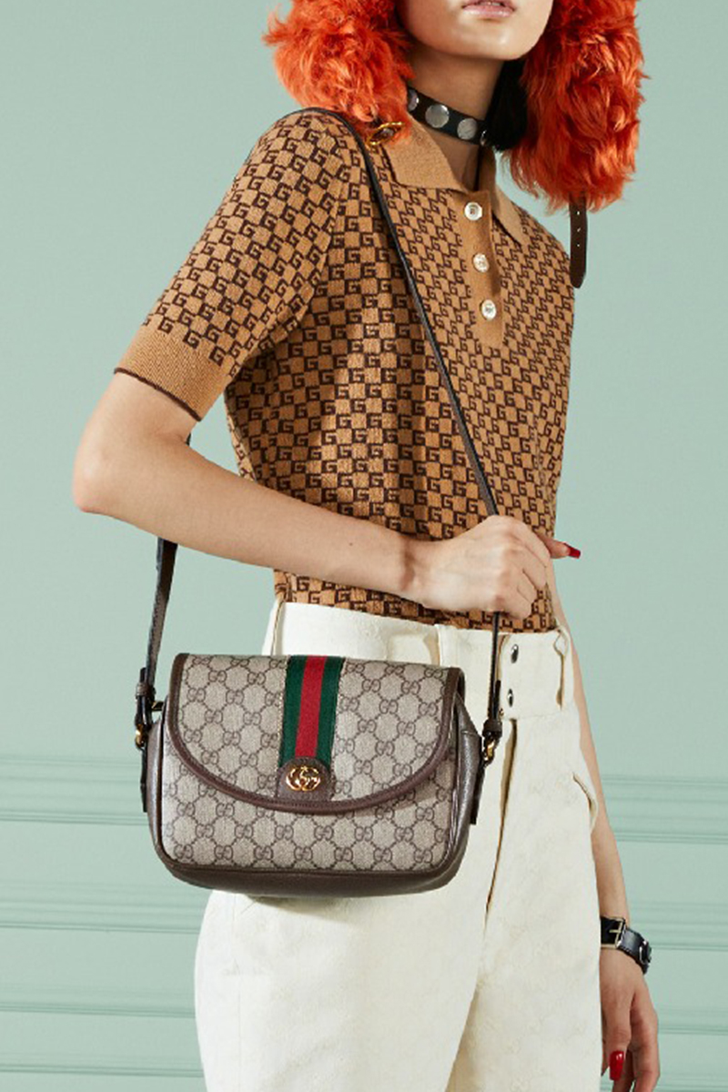 Gucci Женская сумка Ophidia GG mini 21x15 см