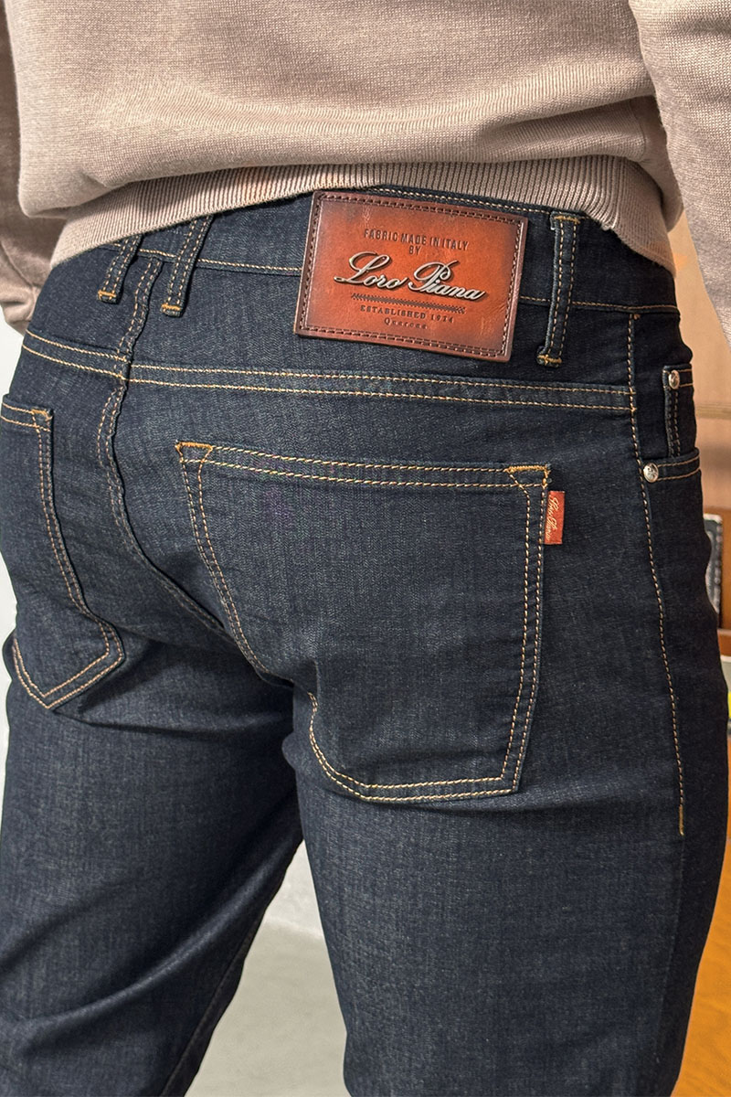Loro Piana Мужские джинсы тёмно-синего цвета regular fit