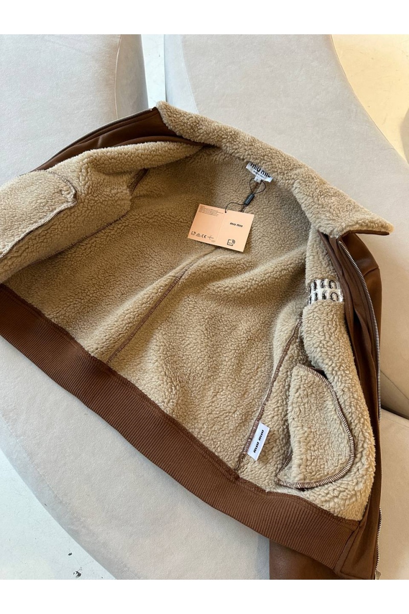 MIU MIU Женская кожаная дубленка 