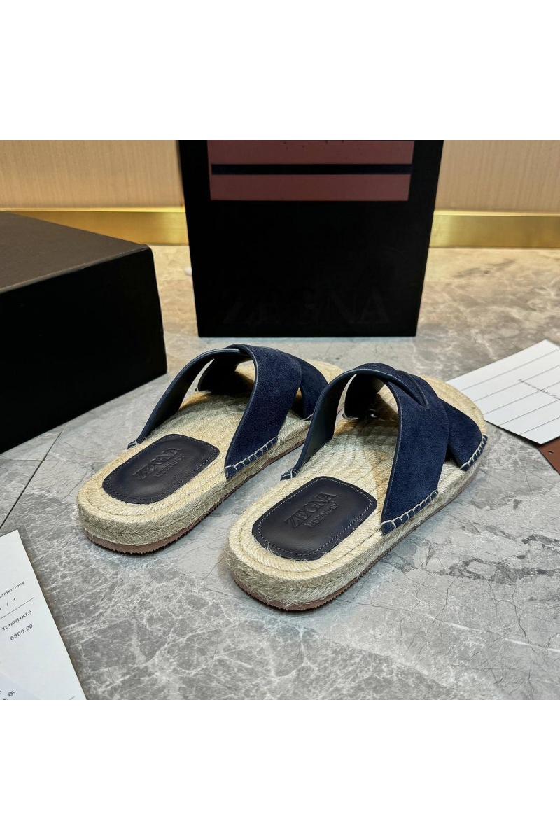 Zegna Мужские шлёпанцы suede - Navy