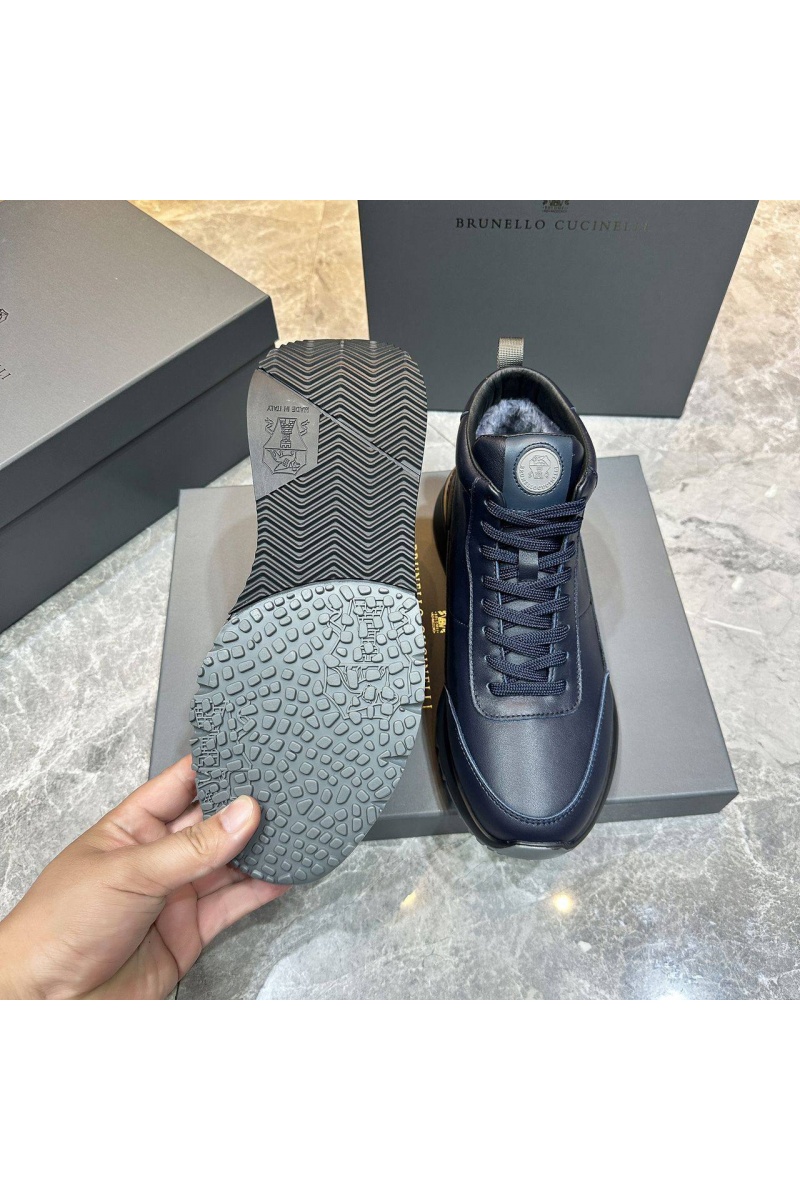 Brunеllо Сuсinеlli Кожаные кроссовки с мехом high-top - Navy