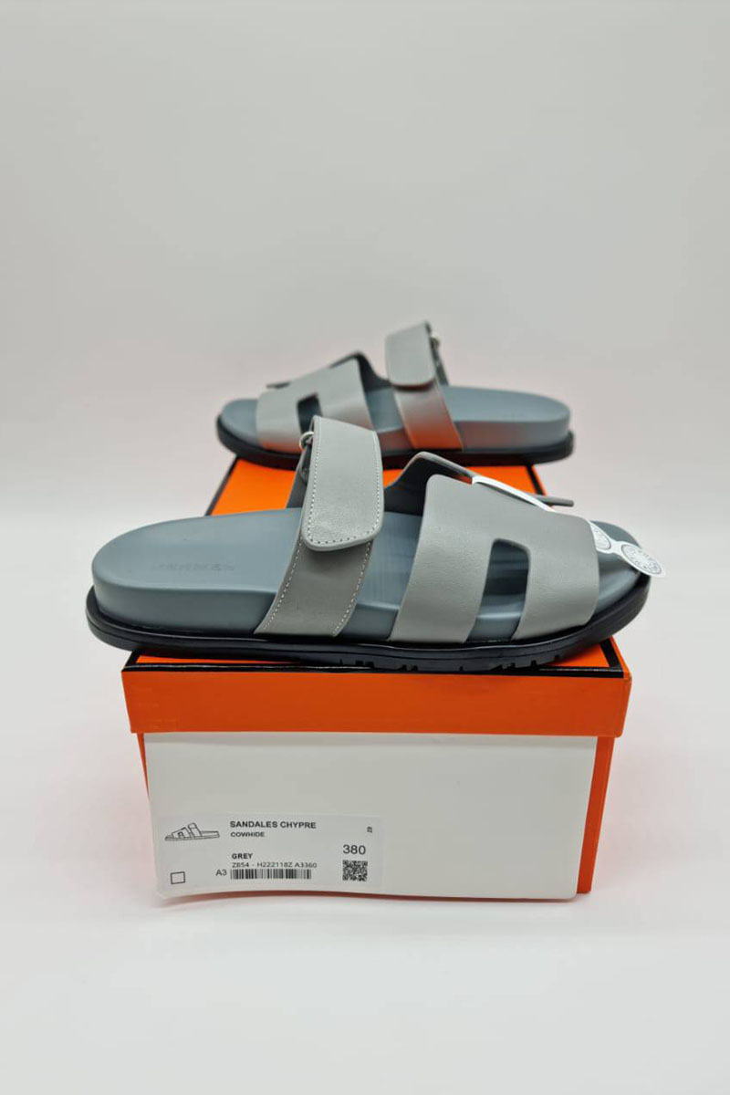Hermes Женские кожаные сандалии Chypre - Grey