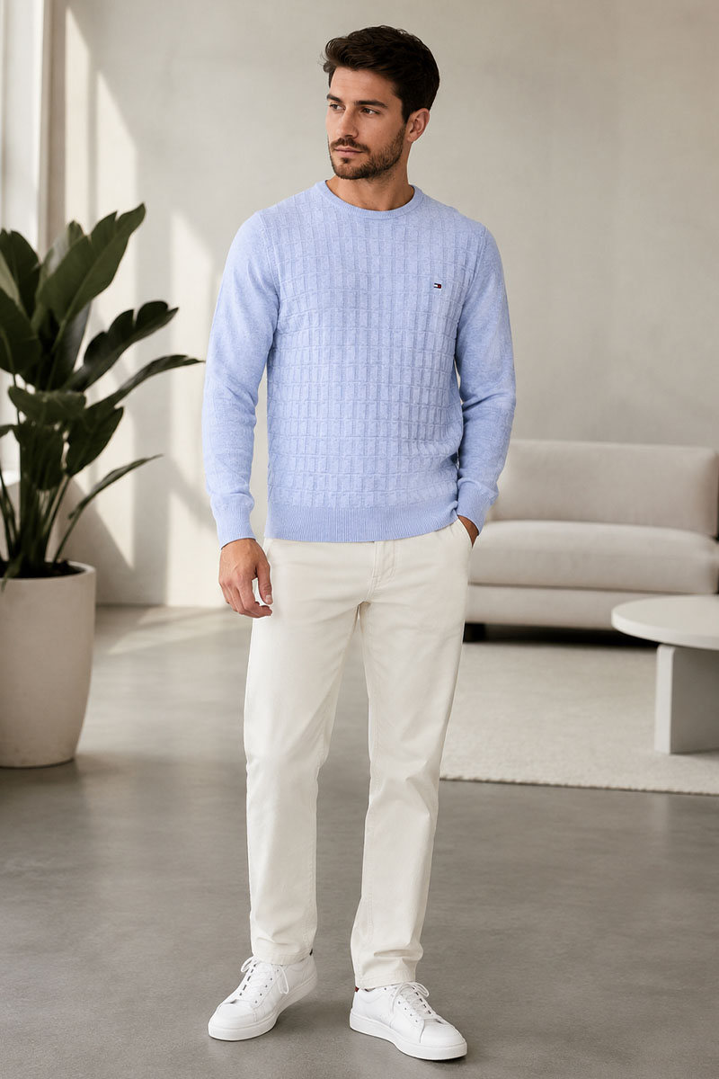 Tommy Hilfiger Мужской джемпер logo-embroidered - Blue 