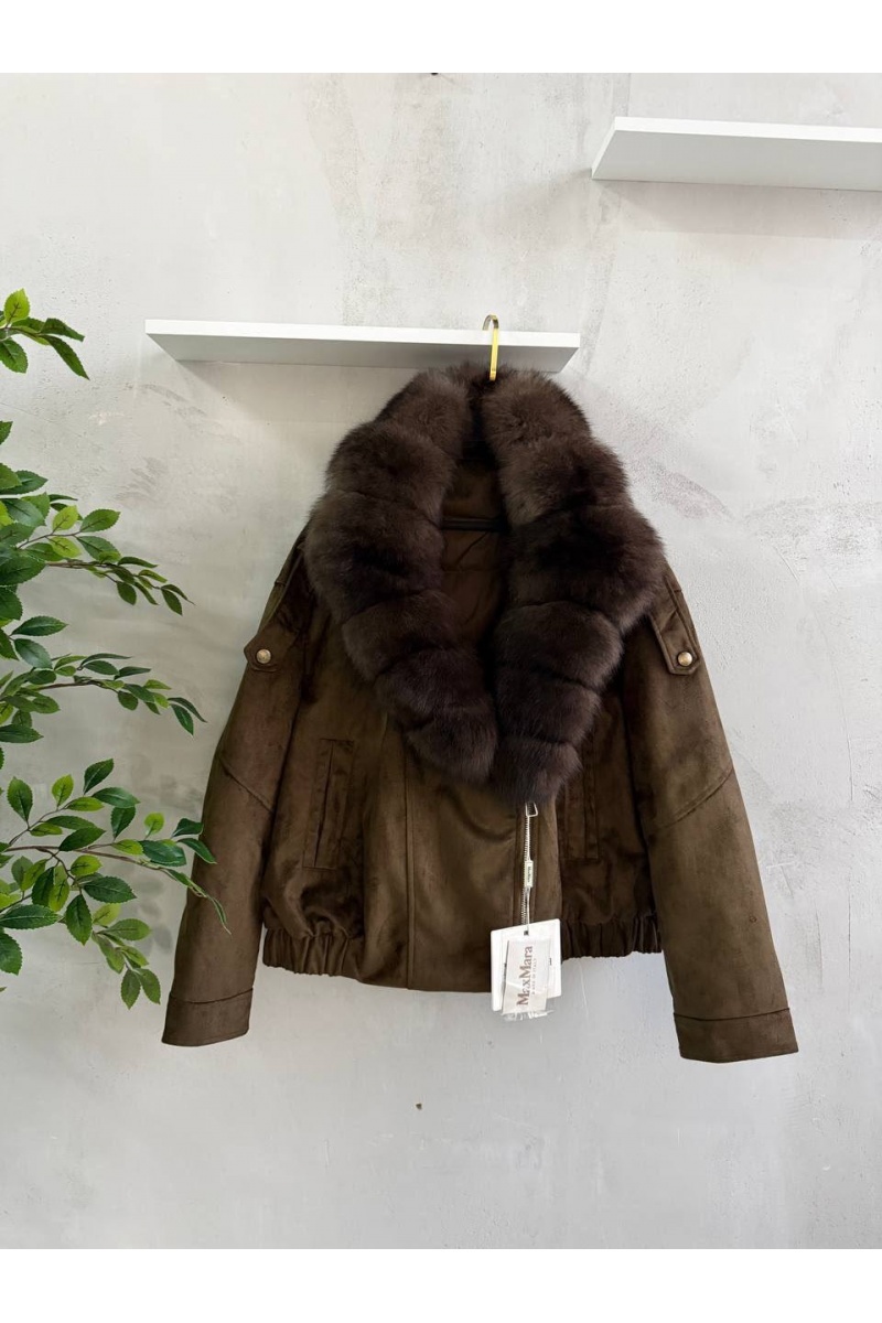 Max Mara Женский бомбер с натуральным мехом premium