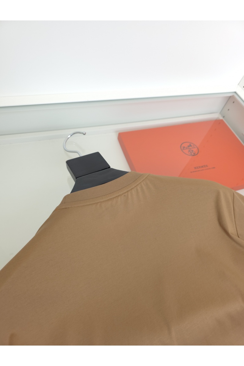 Hermes Мужская коричневая футболка premium