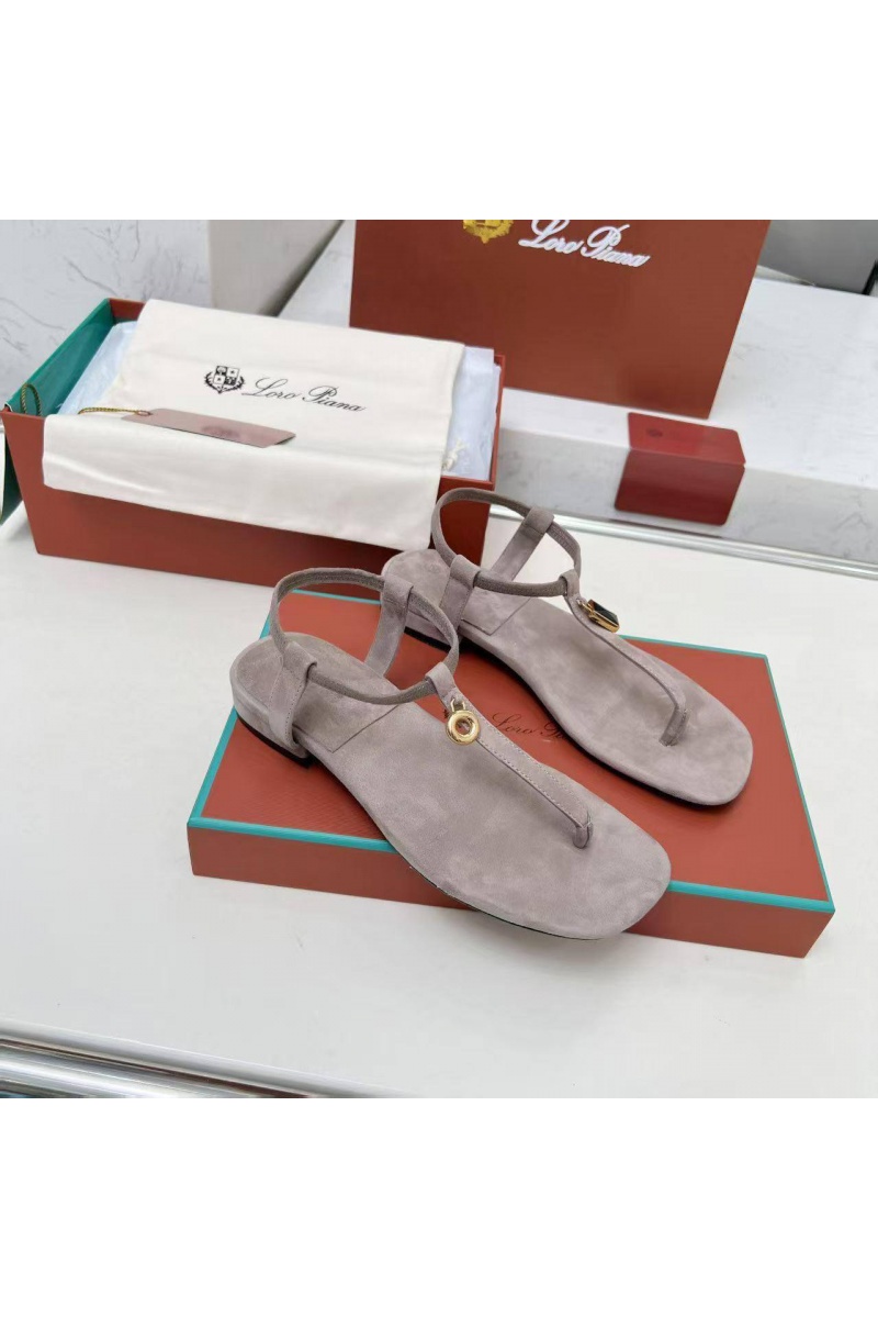Loro Piana Женские замшевые сандалии Premium - Grey