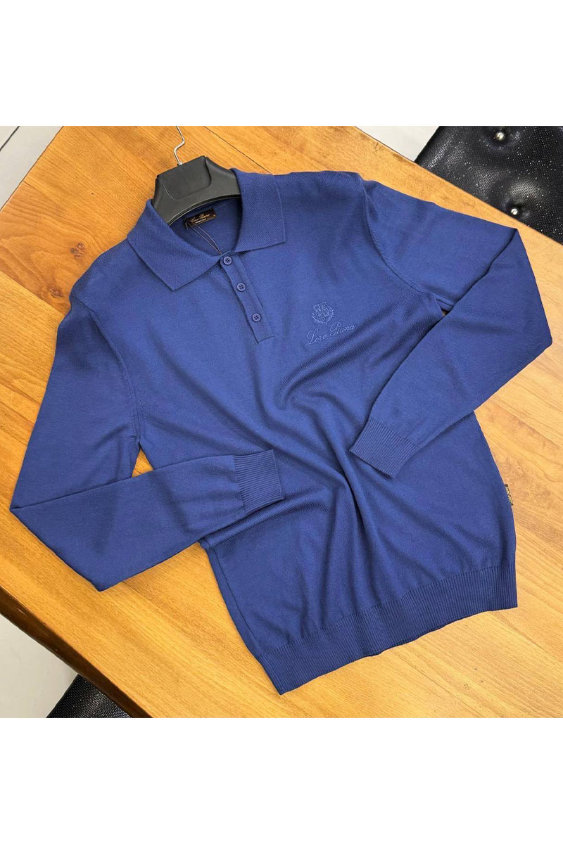Loro Piana Поло с длинным рукавом цвета индиго