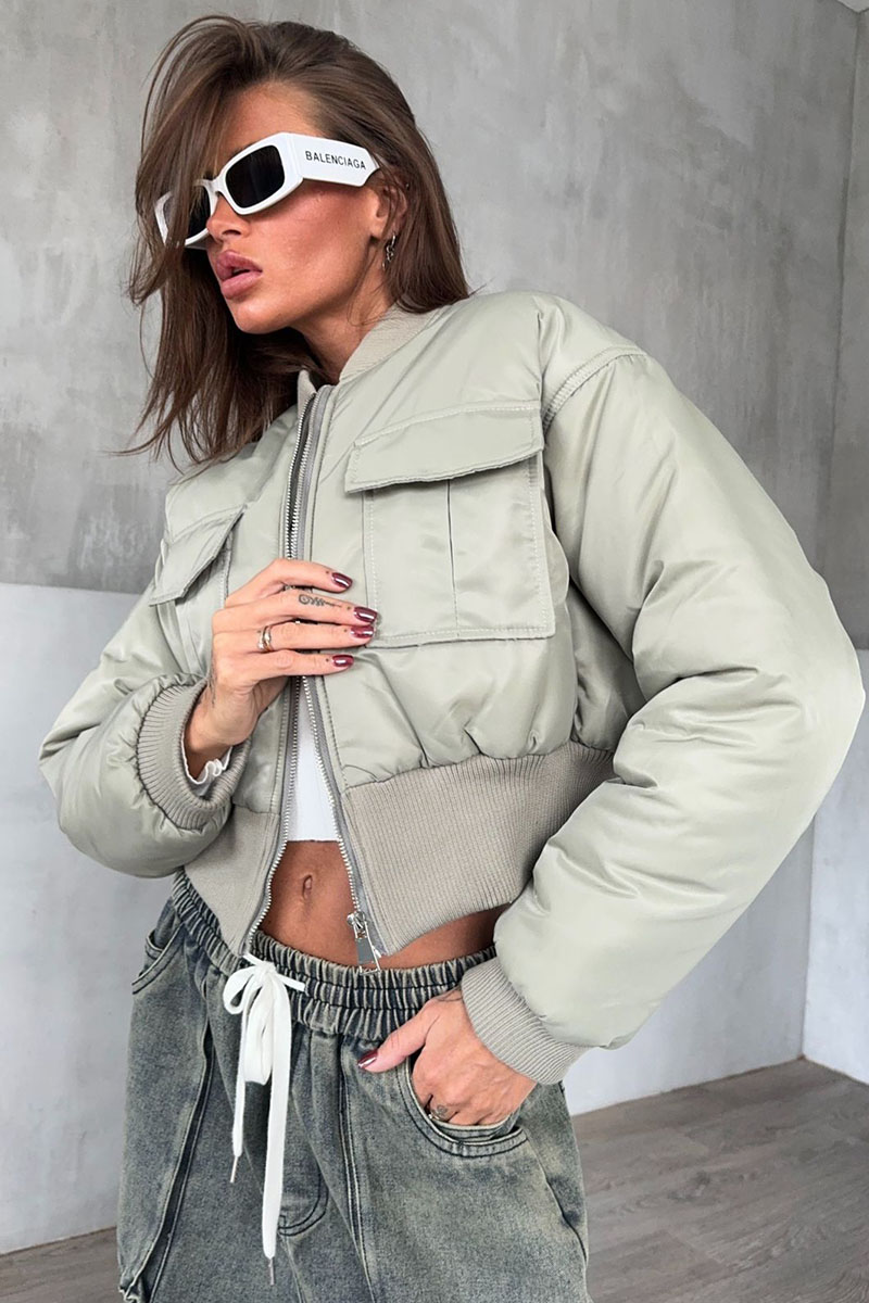Max Mara Женский бомбер Max Mara светло-бежевого цвета
