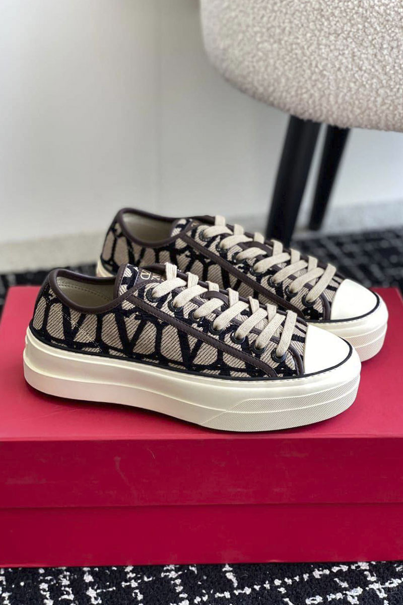 Valentino Женские кеды Toile Iconographe premium - Brown