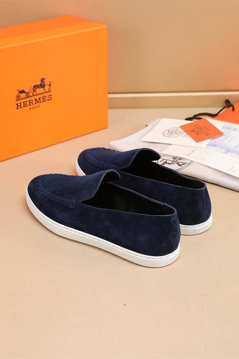 Hermes Мужские замшевые лоферы Julian - Navy