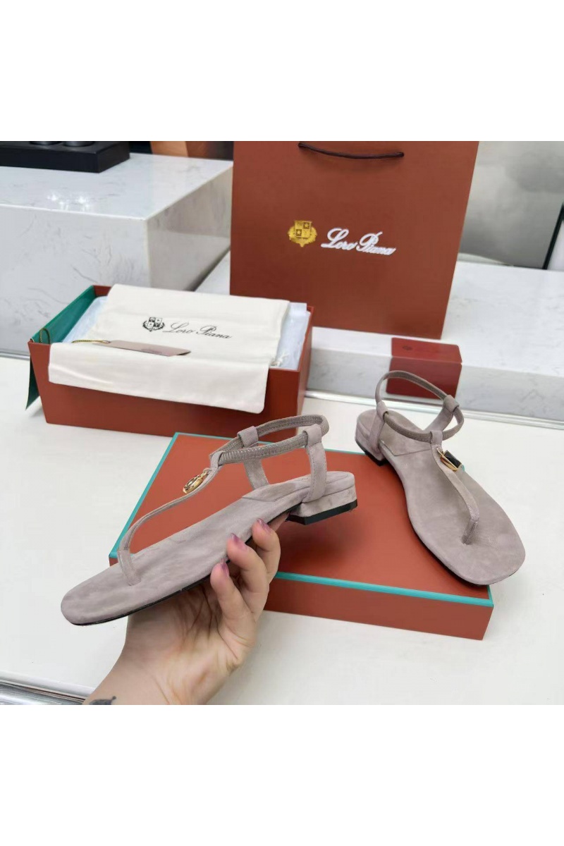 Loro Piana Женские замшевые сандалии Premium - Grey