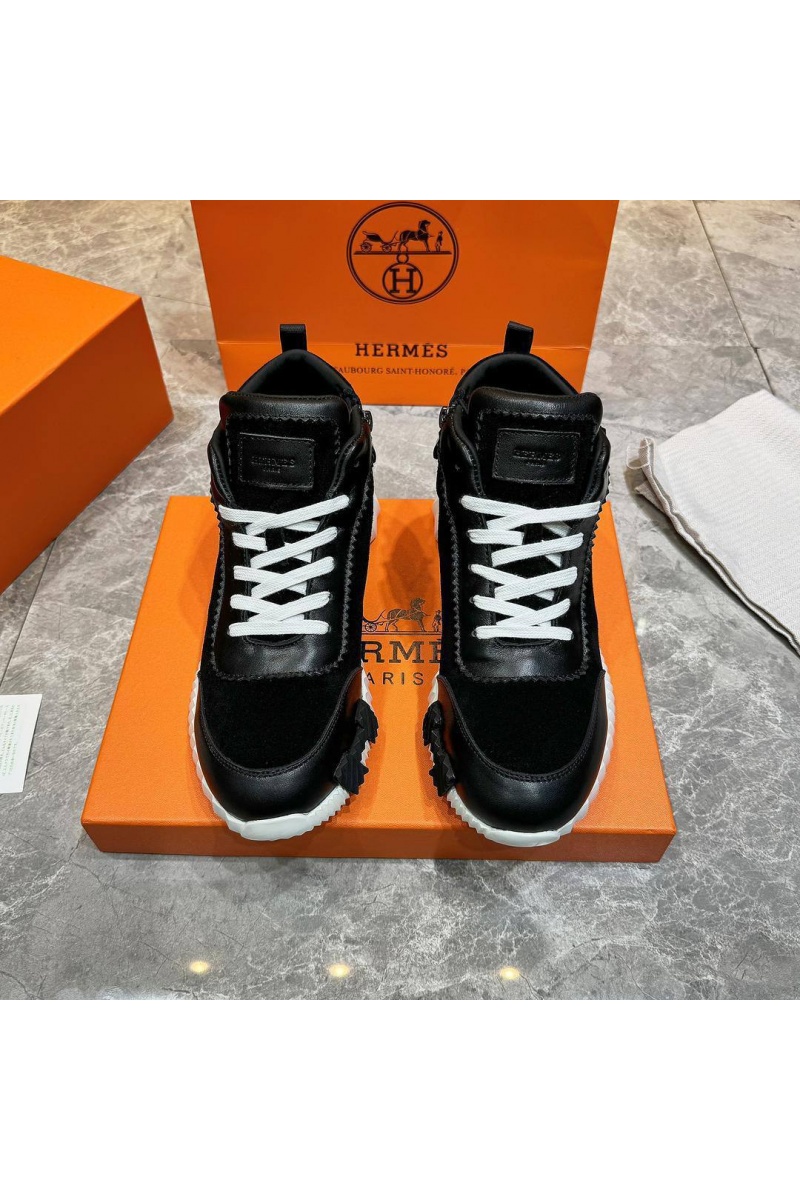 Hermes Кроссовки с мехом Bouncing high-top - Black / White